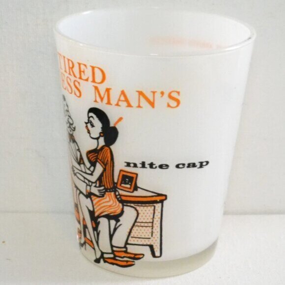 Vintage MCM Whimsical Risque Drink Glass Business Man's Night Cap Barware - Picture 3 of 6